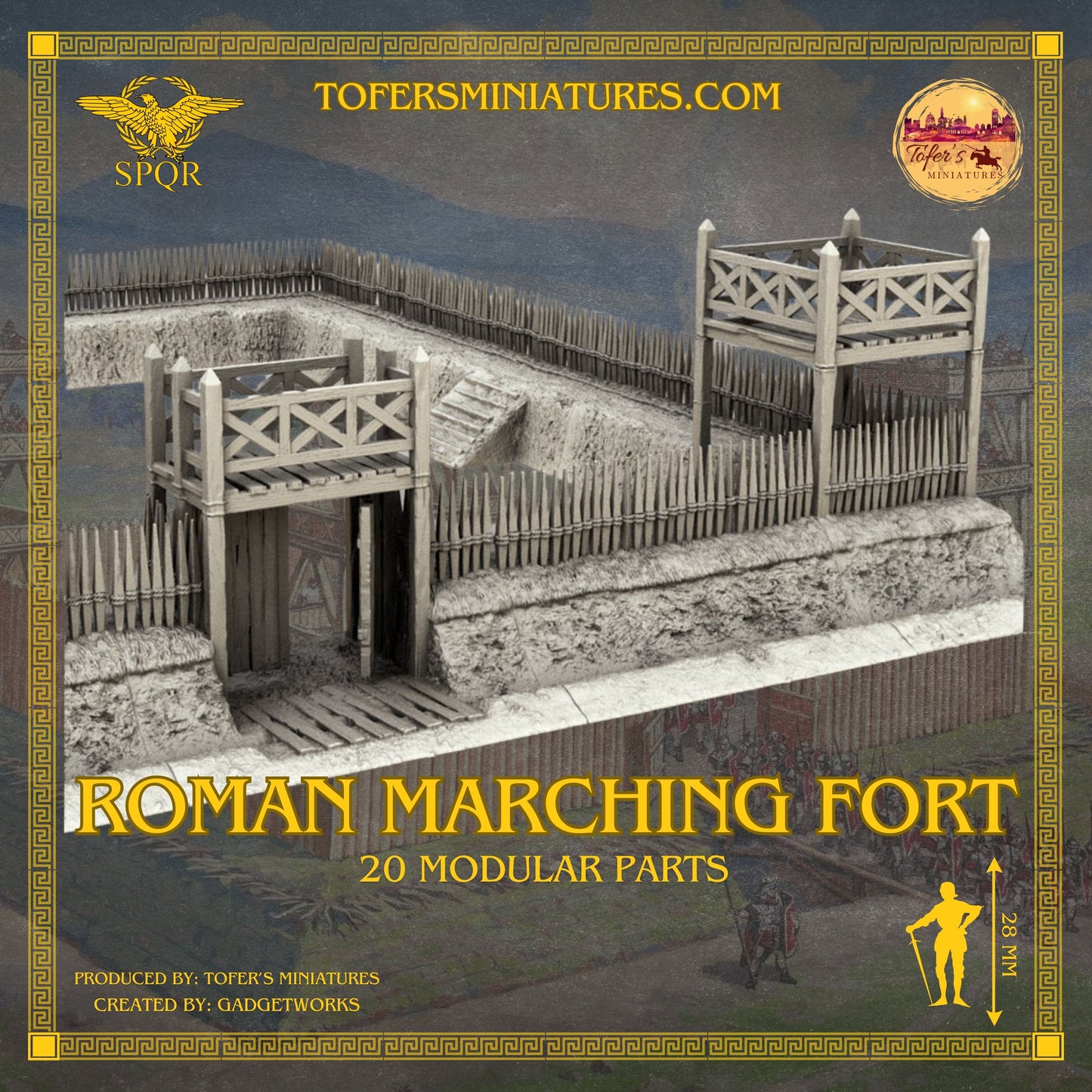 Roman Empire Modular Marching Fort. 20 Pieces. 28 mm.