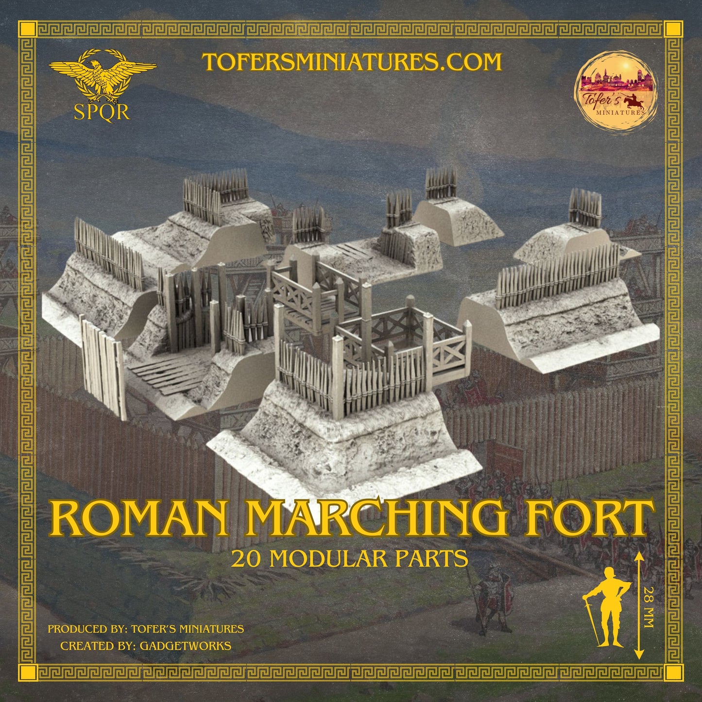 Roman Empire Modular Marching Fort. 20 Pieces. 28 mm.