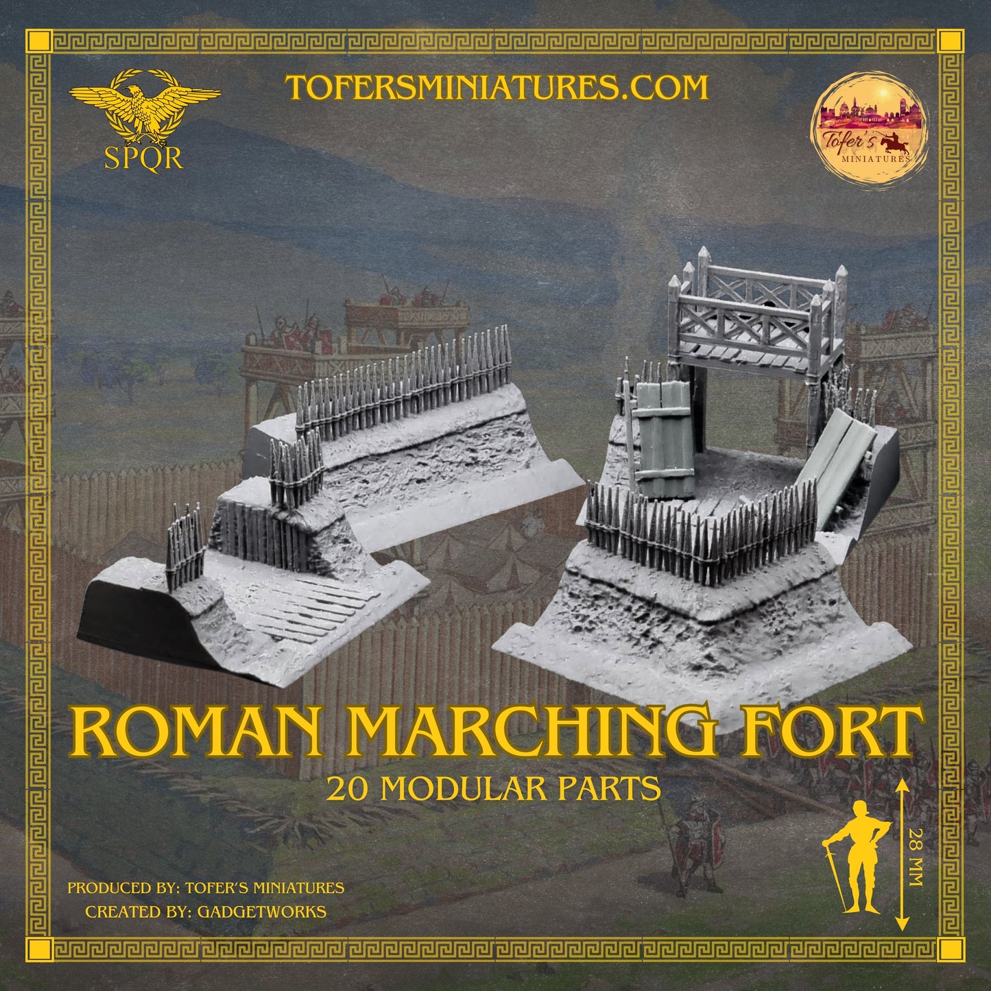 Roman Empire Modular Marching Fort. 20 Pieces. 28 mm.