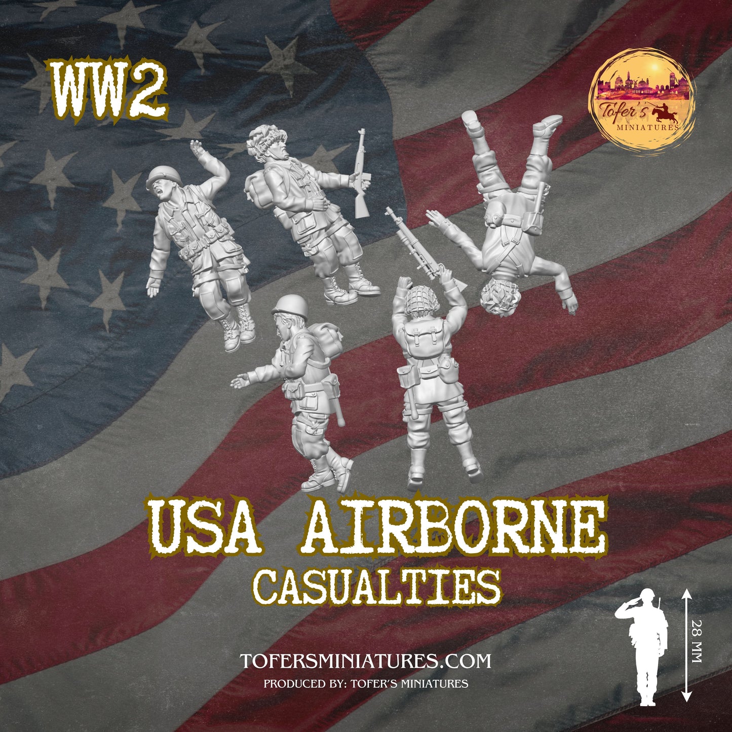 USA Airborne CASUALTIES (US, WW2) - Bolt Action 1/56 (28mm) scale 28 mm Miniatures