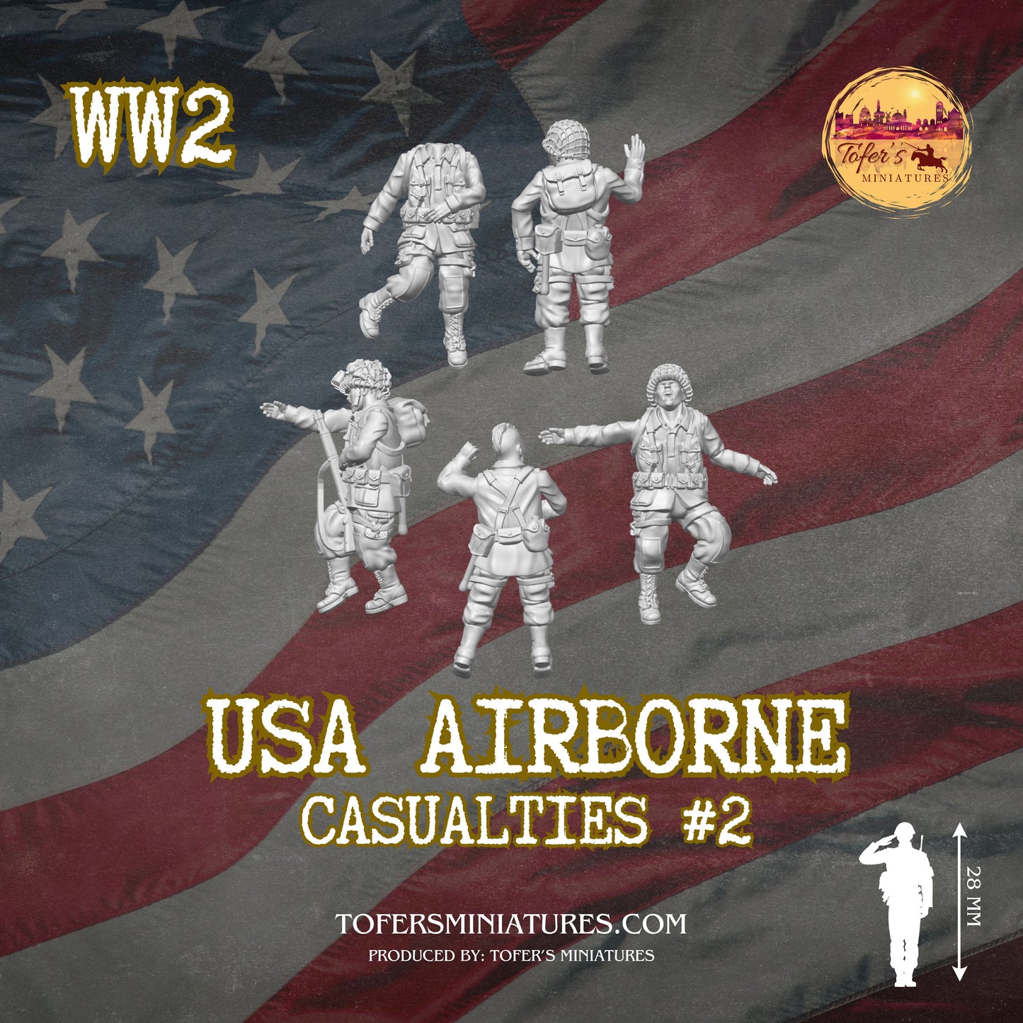 USA Airborne CASUALTIES #2 (US, WW2) - Bolt Action 1/56 (28mm) scale 28 mm Miniatures