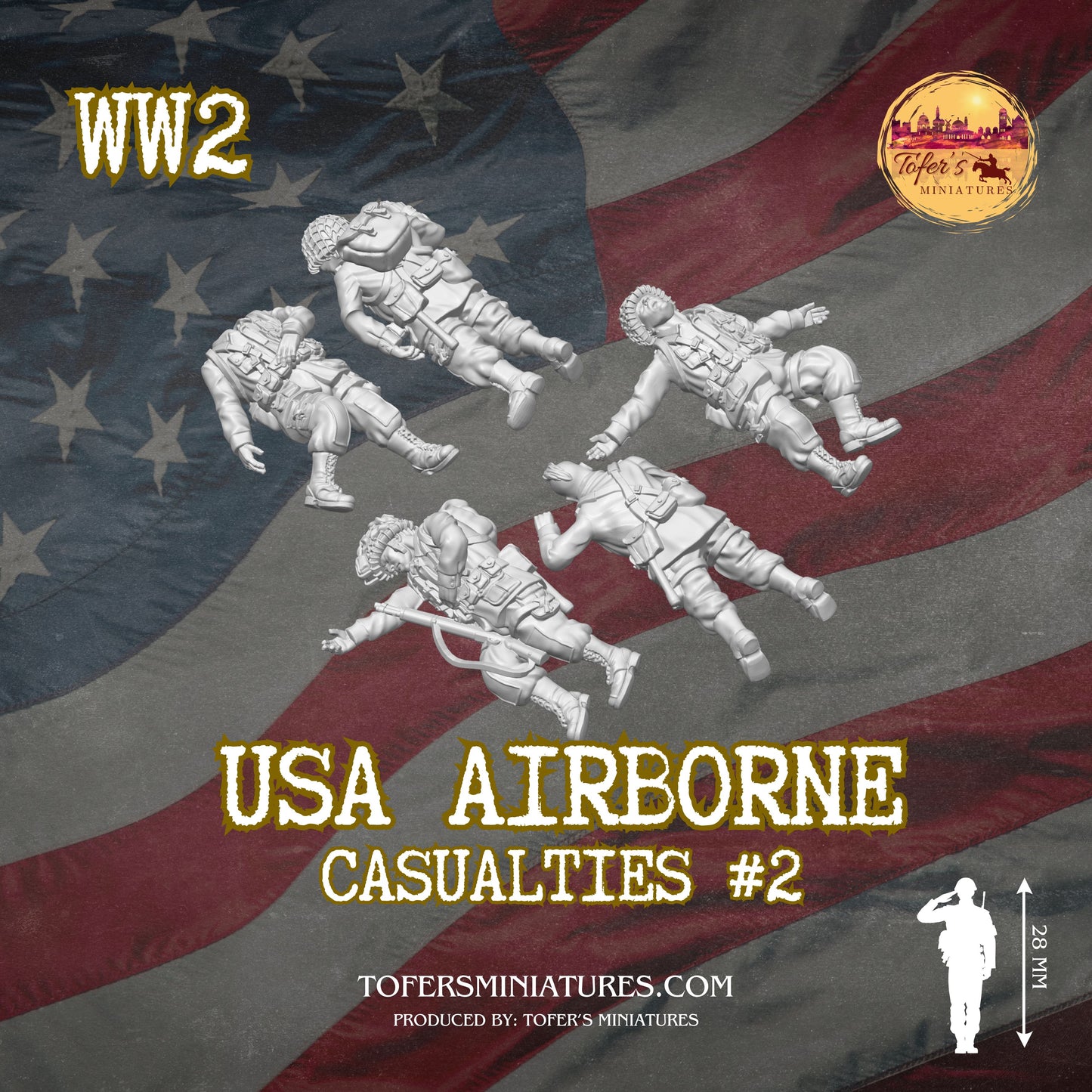 USA Airborne CASUALTIES #2 (US, WW2) - Bolt Action 1/56 (28mm) scale 28 mm Miniatures