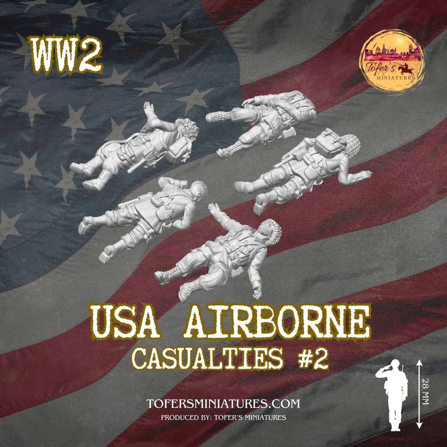 USA Airborne CASUALTIES #2 (US, WW2) - Bolt Action 1/56 (28mm) scale 28 mm Miniatures