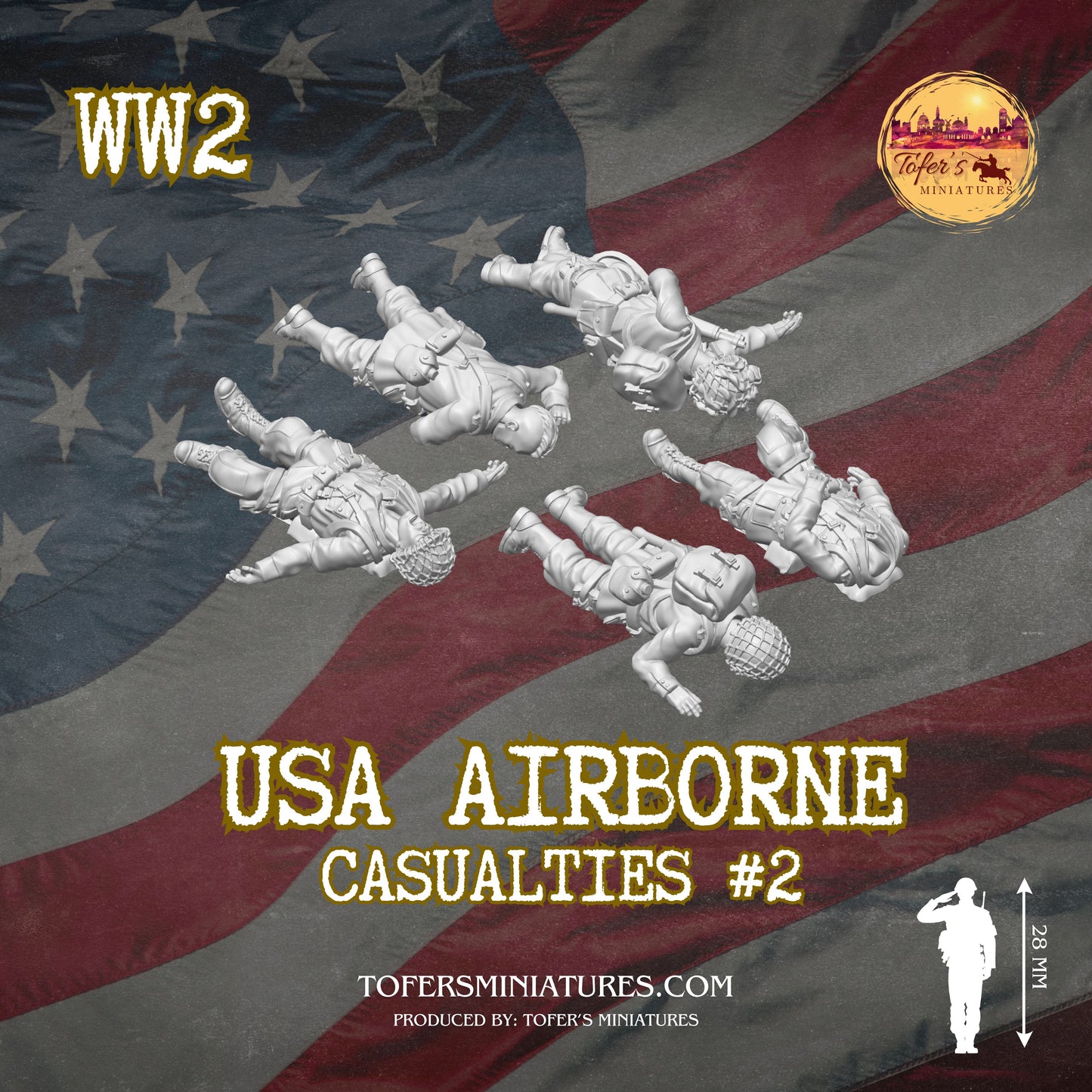 USA Airborne CASUALTIES #2 (US, WW2) - Bolt Action 1/56 (28mm) scale 28 mm Miniatures