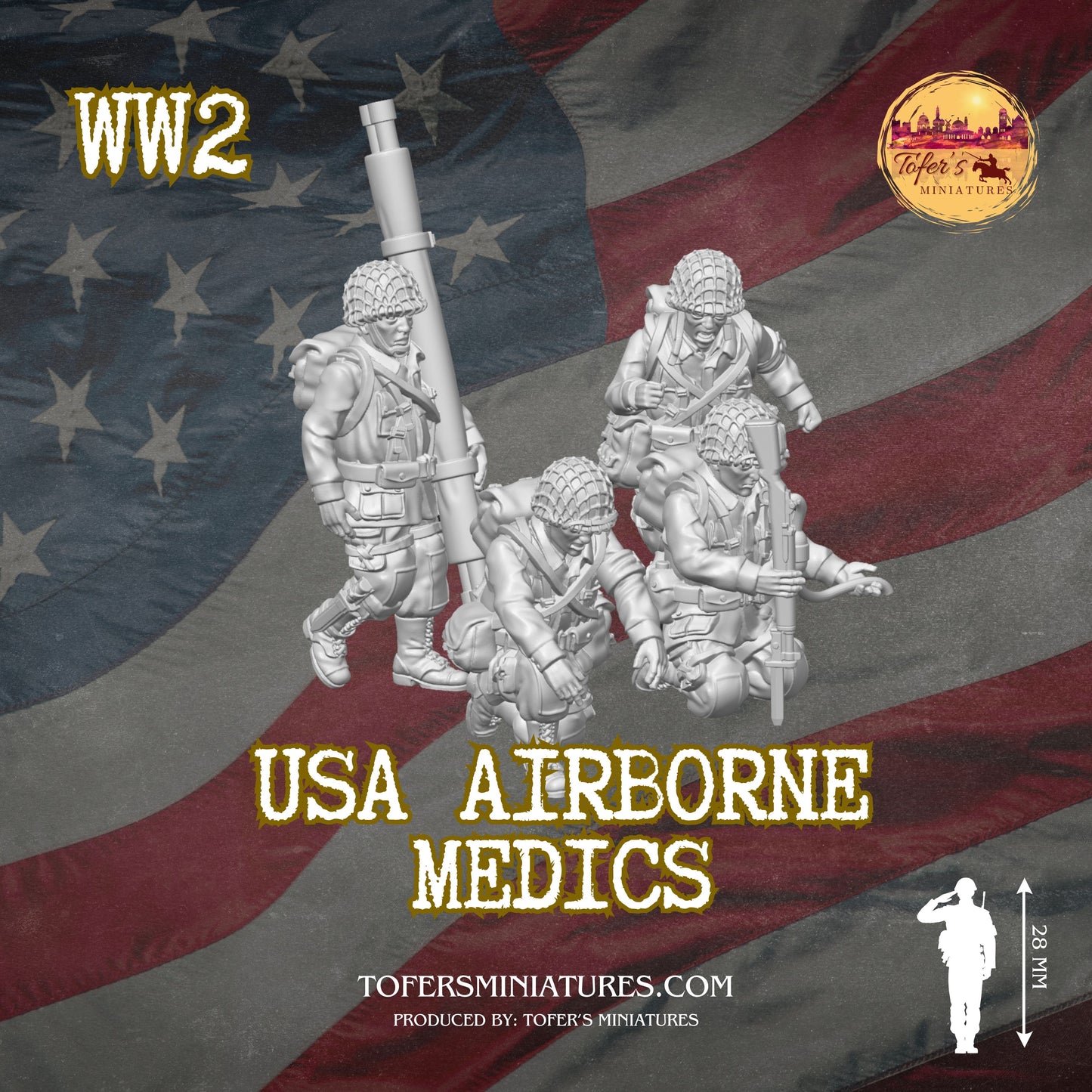 USA Airborne MEDICS (US, WW2) - Bolt Action 1/56 (28mm) scale 28 mm Miniatures