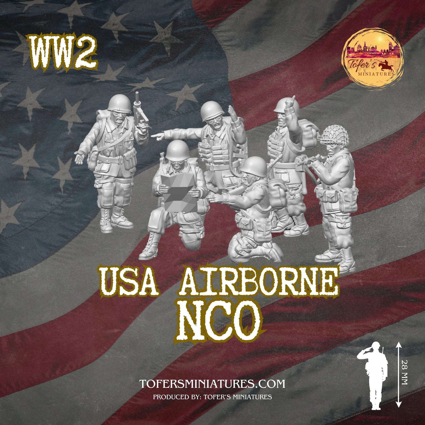 USA Airborne NCO (US, WW2) - Bolt Action 1/56 (28mm) scale 28 mm Miniatures