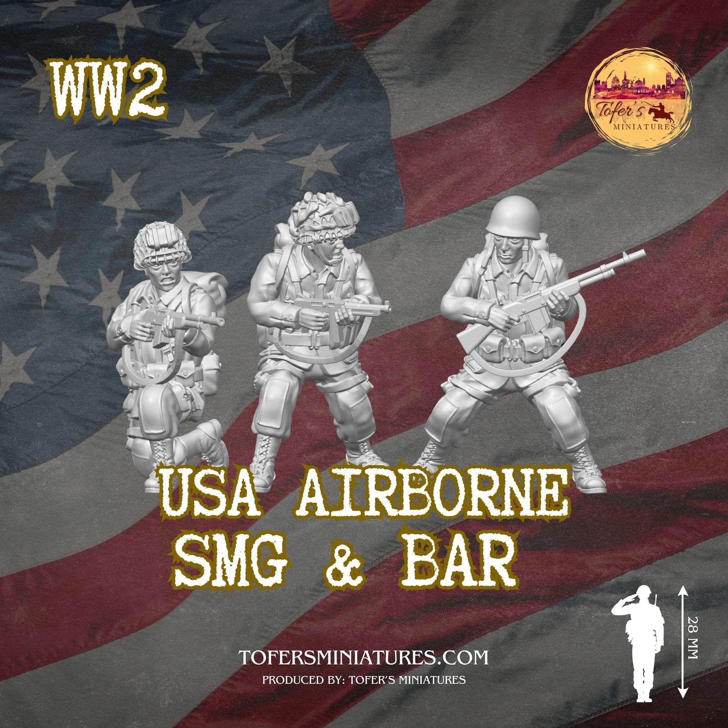 USA Airborne SMG & BAR (US, WW2) - Bolt Action 1/56 (28mm) scale 28 mm Miniatures