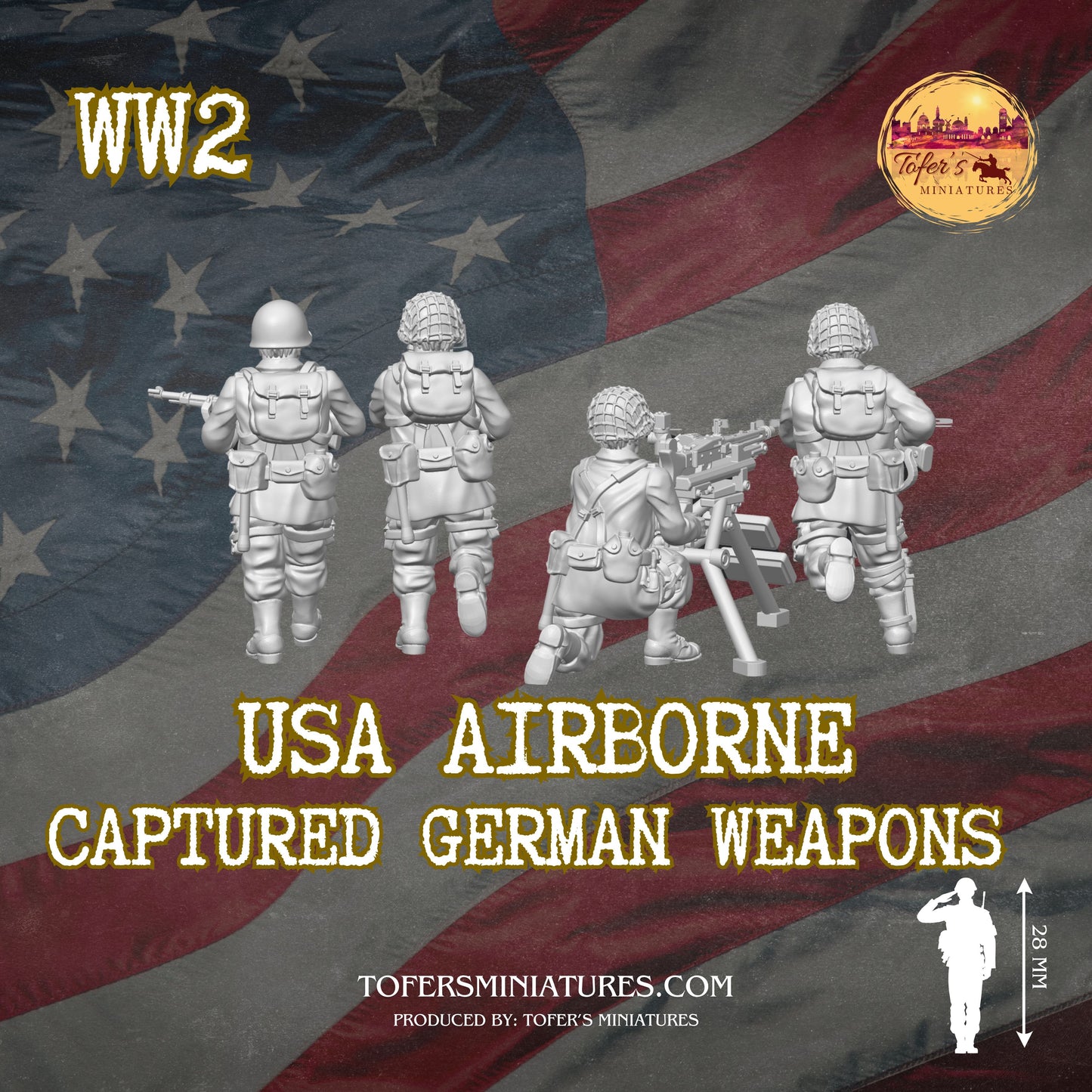USA Airborne with Captured German Weapons (US, WW2) - Bolt Action 1/56 (28mm) scale 28 mm Miniatures