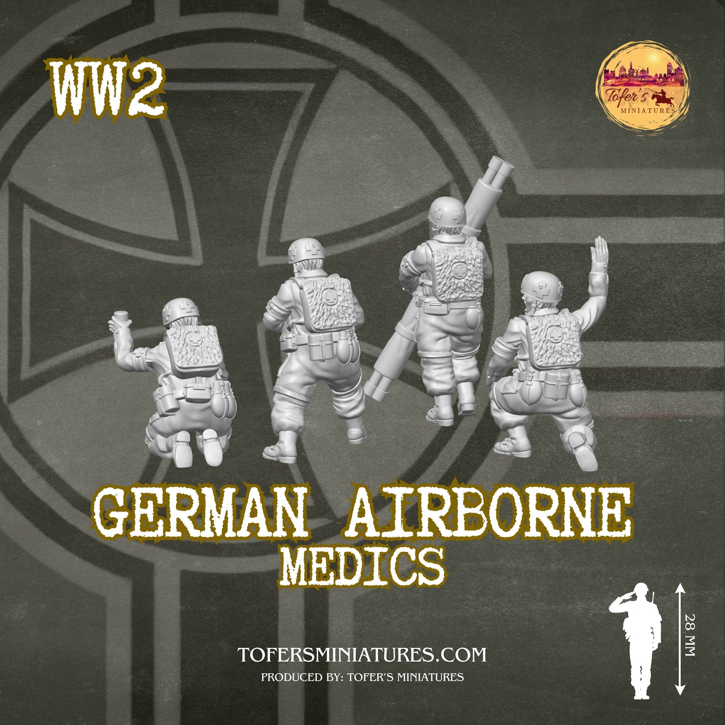 German Fallschirmjäger Airborne MEDICS (Germany, WW2) - Bolt Action 1/56 (28mm) scale 28 mm Miniatures