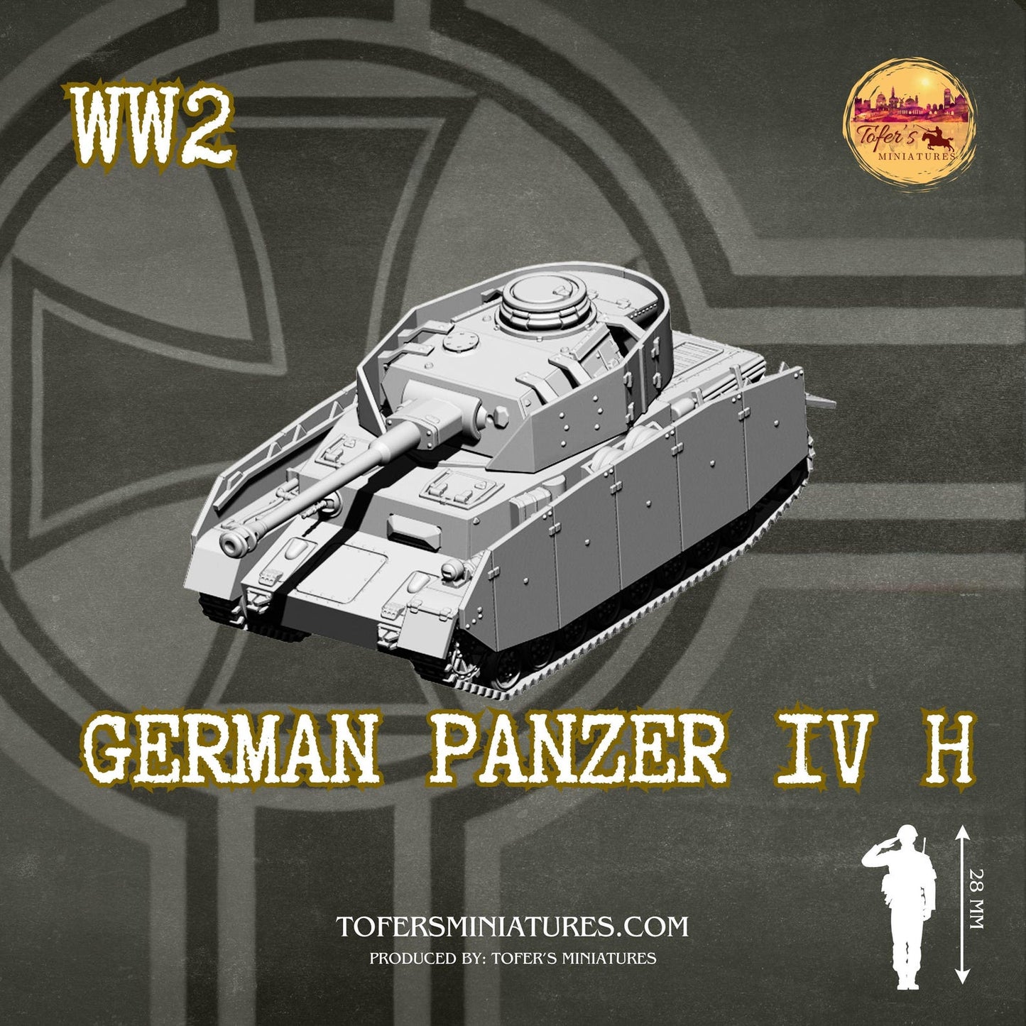 German Panzer IV H Tank (German, WW2) - Bolt Action 1/56 (28mm) scale 28 mm Miniatures