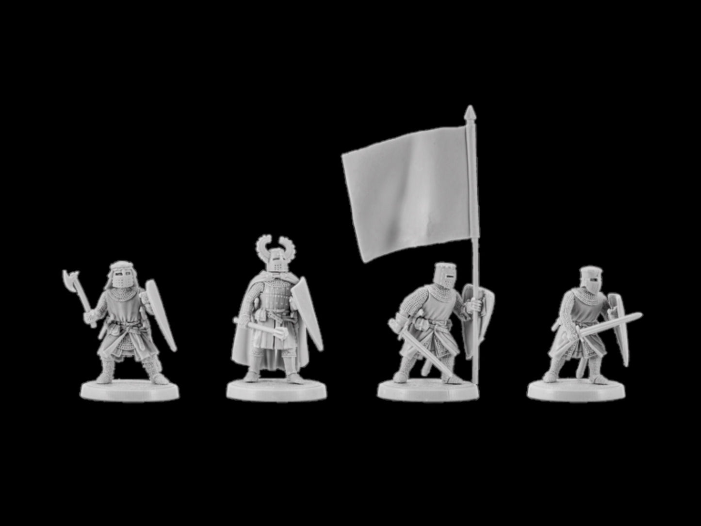Set of 4 Crusaders. 28 mm Miniatures