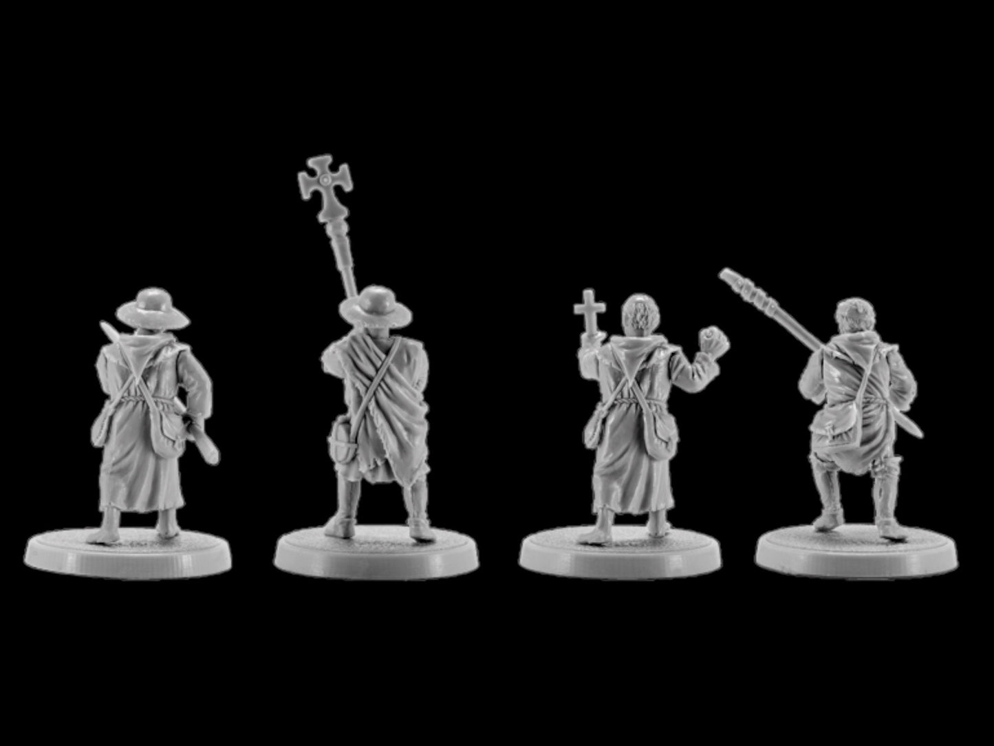 Set of 4 Crusaders Pilgrims. 28 mm Miniatures (Set #4)