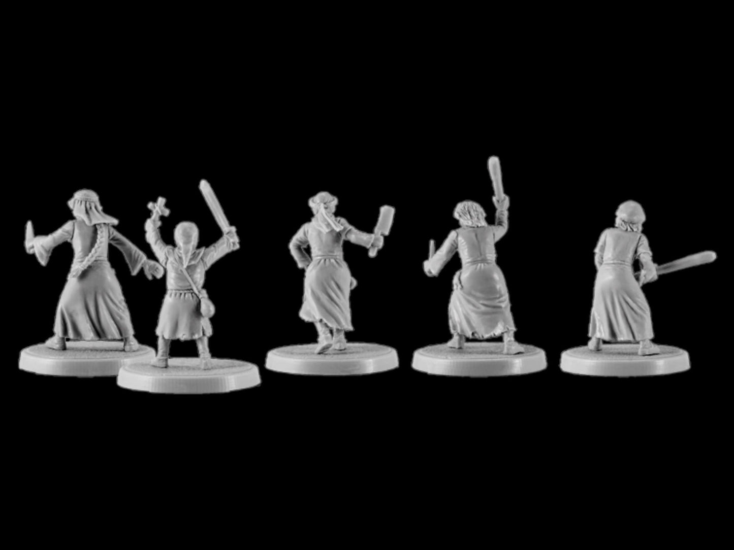 Set of 5 Crusaders Pilgrims 3. 28 mm Miniatures (Set #6)