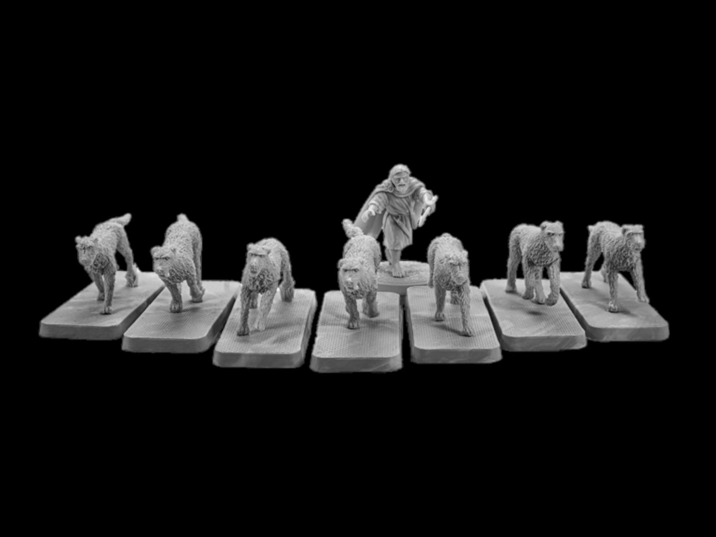 Irish dog handler with 7 dogs. 28 mm Miniatures (Set #3)