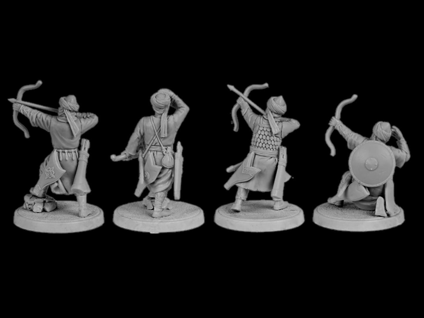Set of 4 Arab archers. 28 mm Miniatures (Set #2)