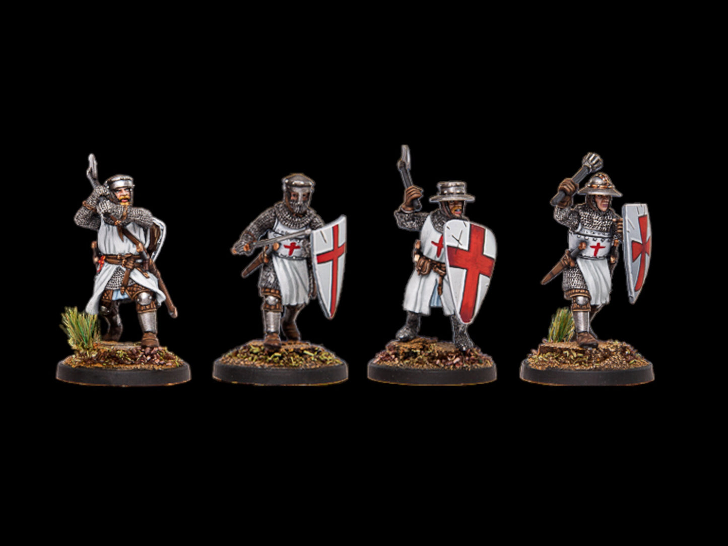 Set of 4 Crusaders. 28 mm Miniatures (Set #3)