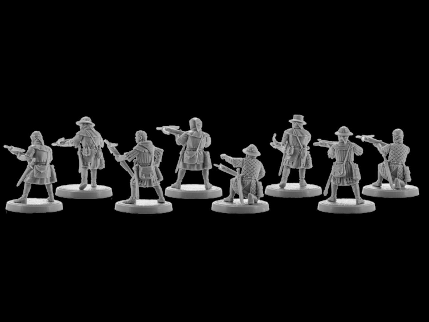 Set of 8 Crusaders Crossbowmen 28 mm Miniatures
