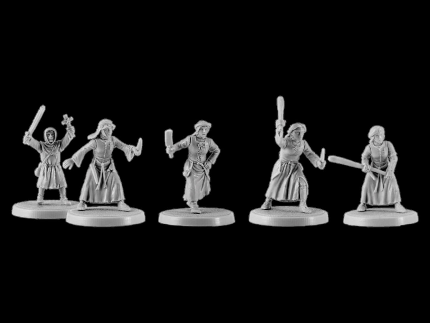 Set of 5 Crusaders Pilgrims 3. 28 mm Miniatures (Set #6)