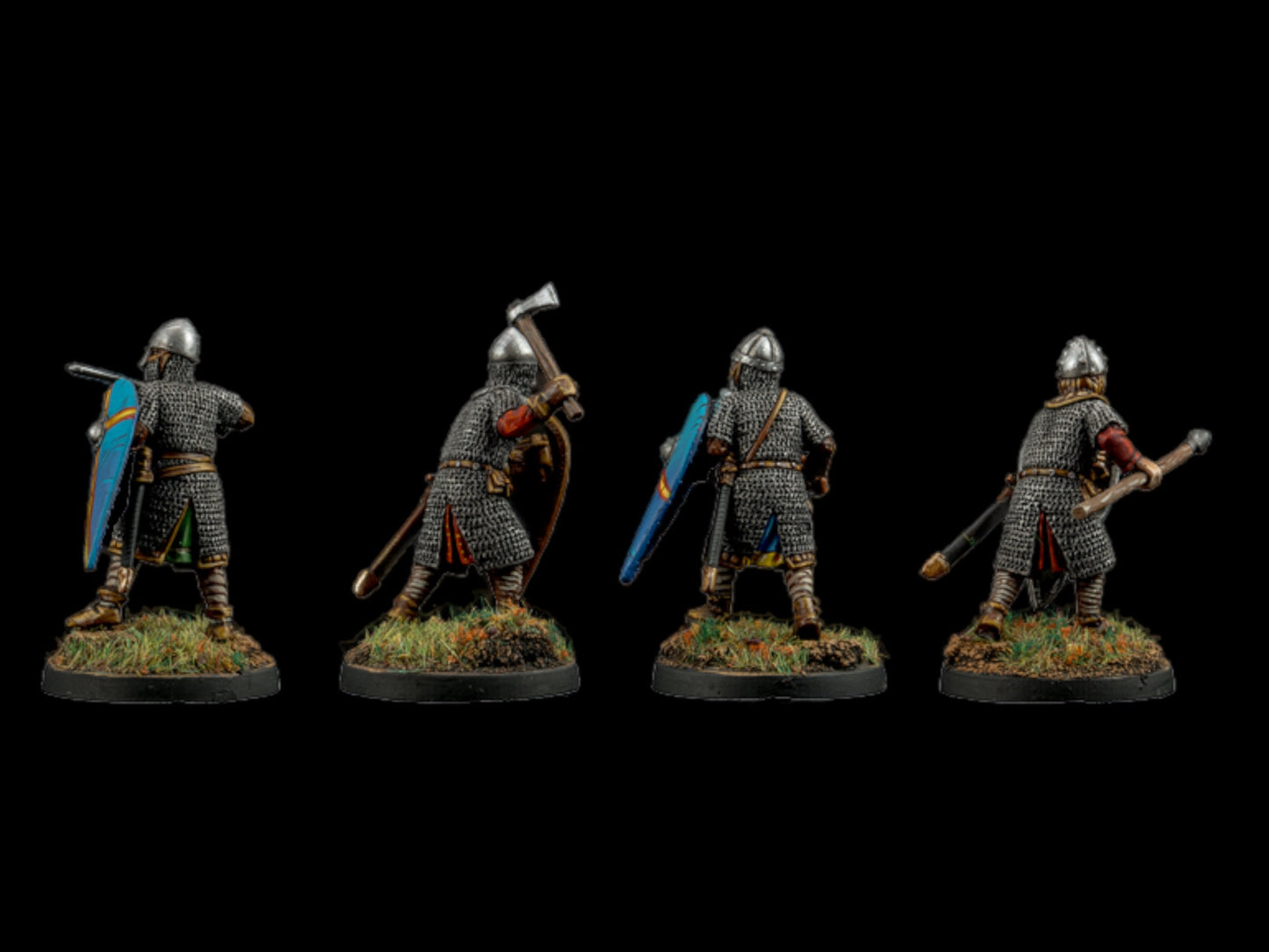 Set of 4 Norman infantry. 28 mm Miniatures