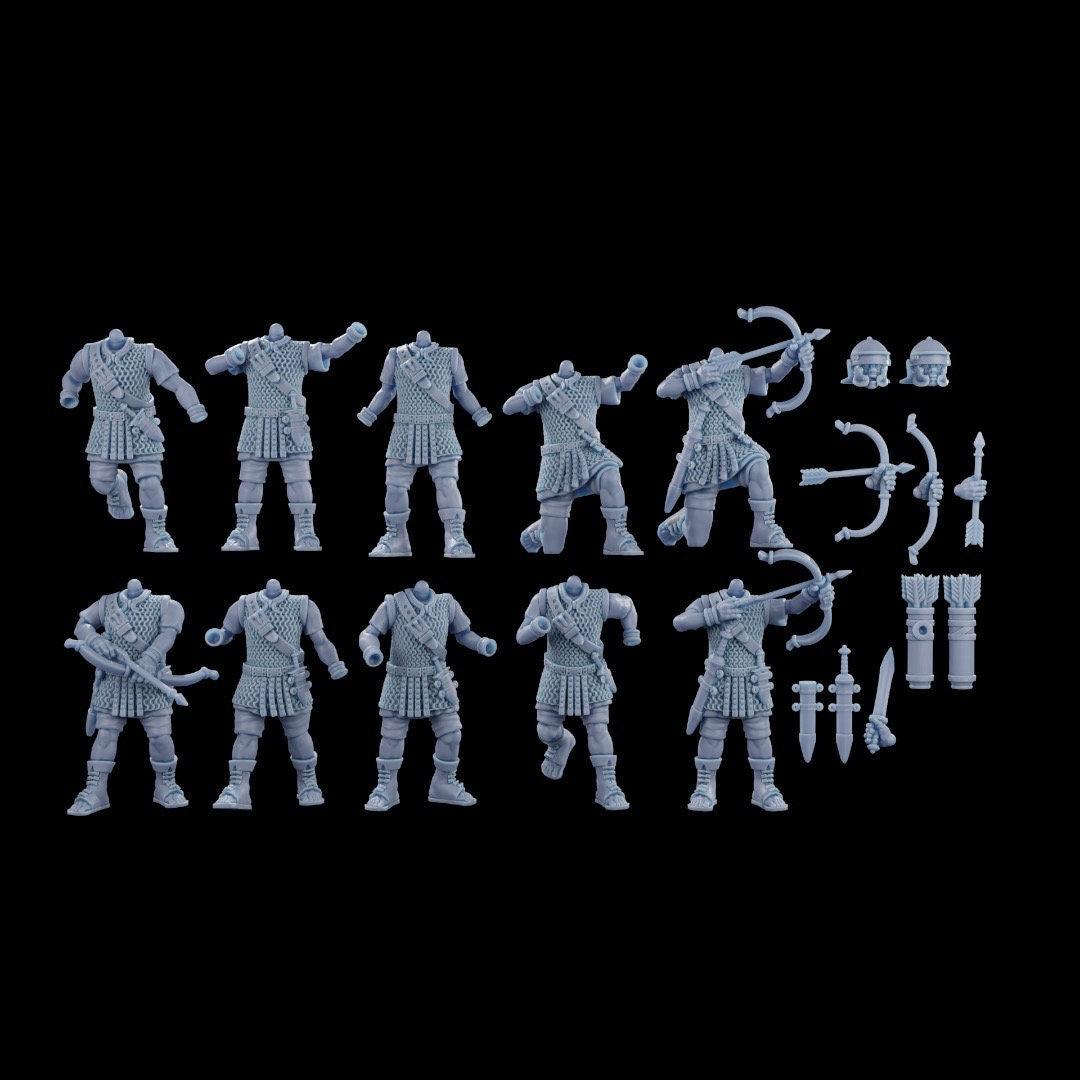 Roman Archers Modular Miniatures. 28 mm Miniatures (Set of 10)