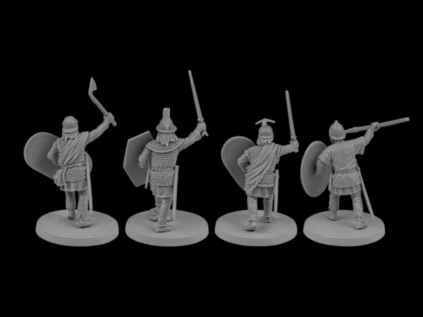 Set of 4 Celtic Warriors. 28 mm Miniatures