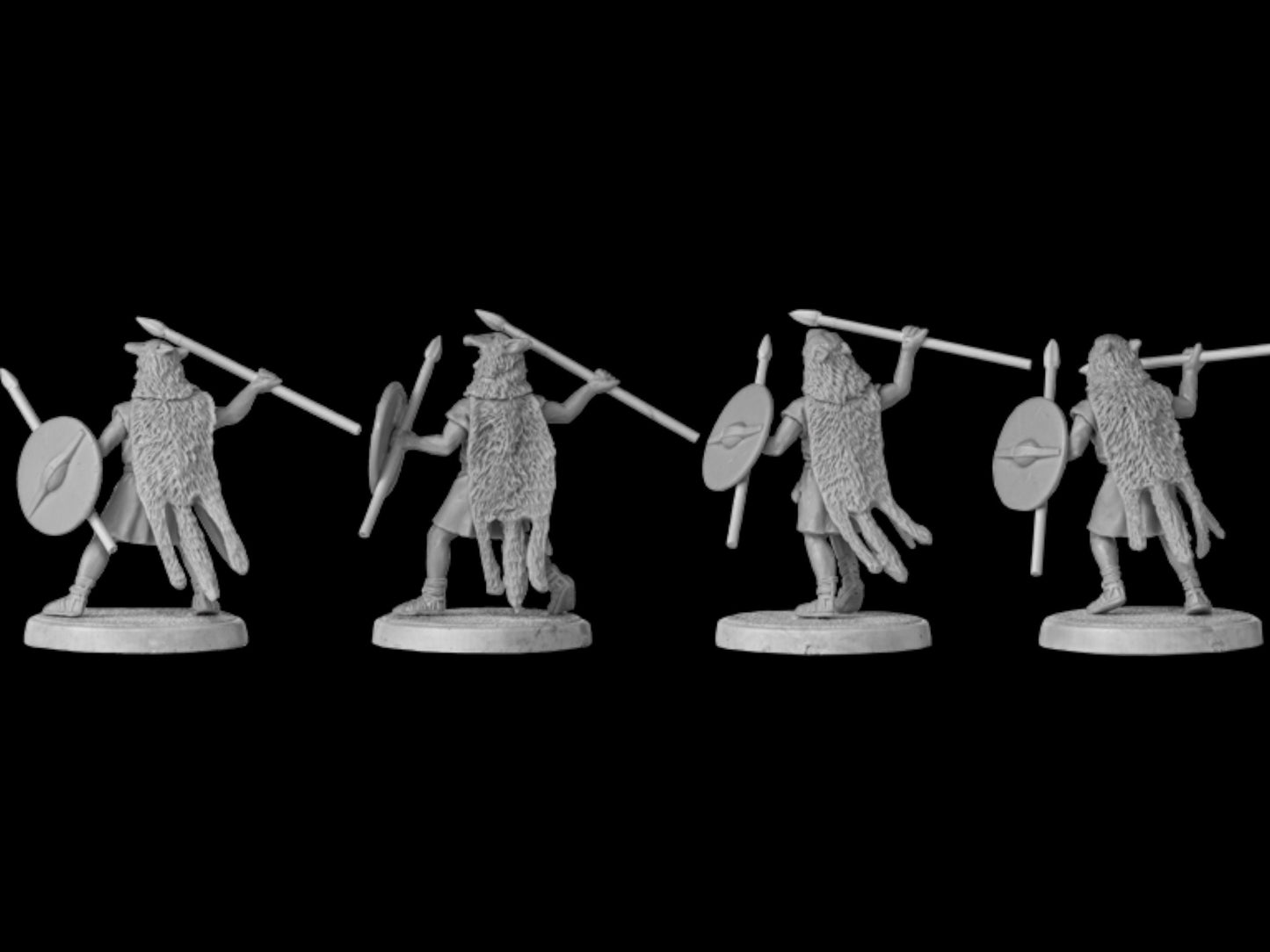 Set of 4 Roman Velites. 28 mm Miniatures