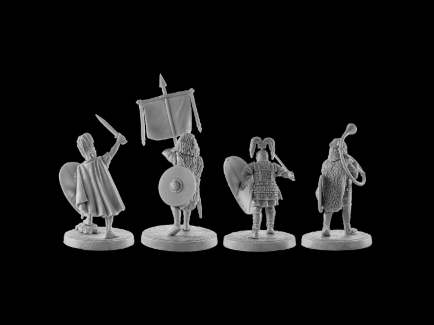 Set of 4 Roman Command. 28 mm Miniatures