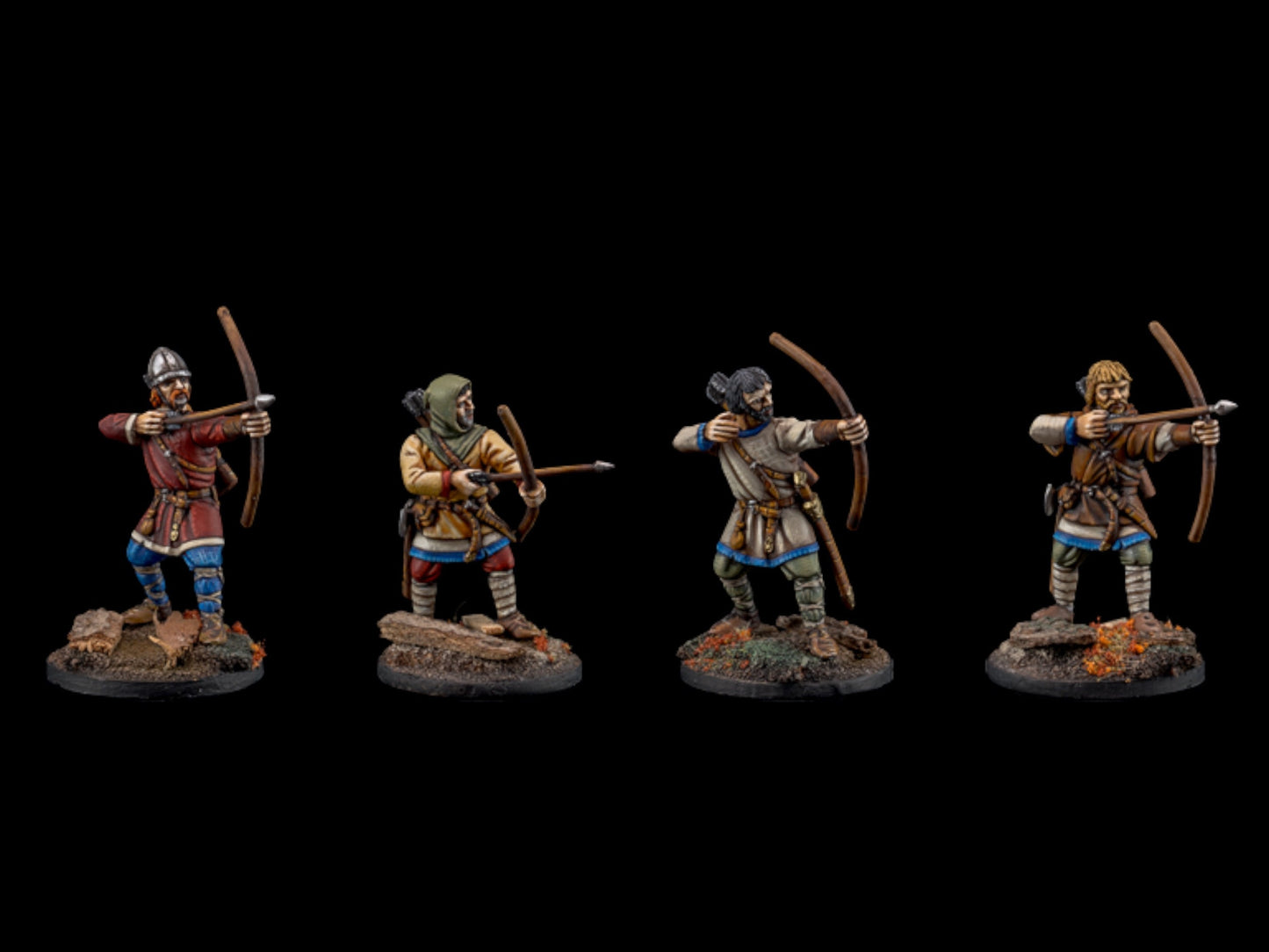 Set of 4 The Anglo-Saxons: Archers. 28 mm Miniatures