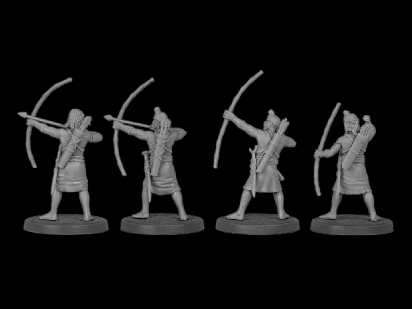 Set of 4 Indian Archers. 28 mm Miniatures
