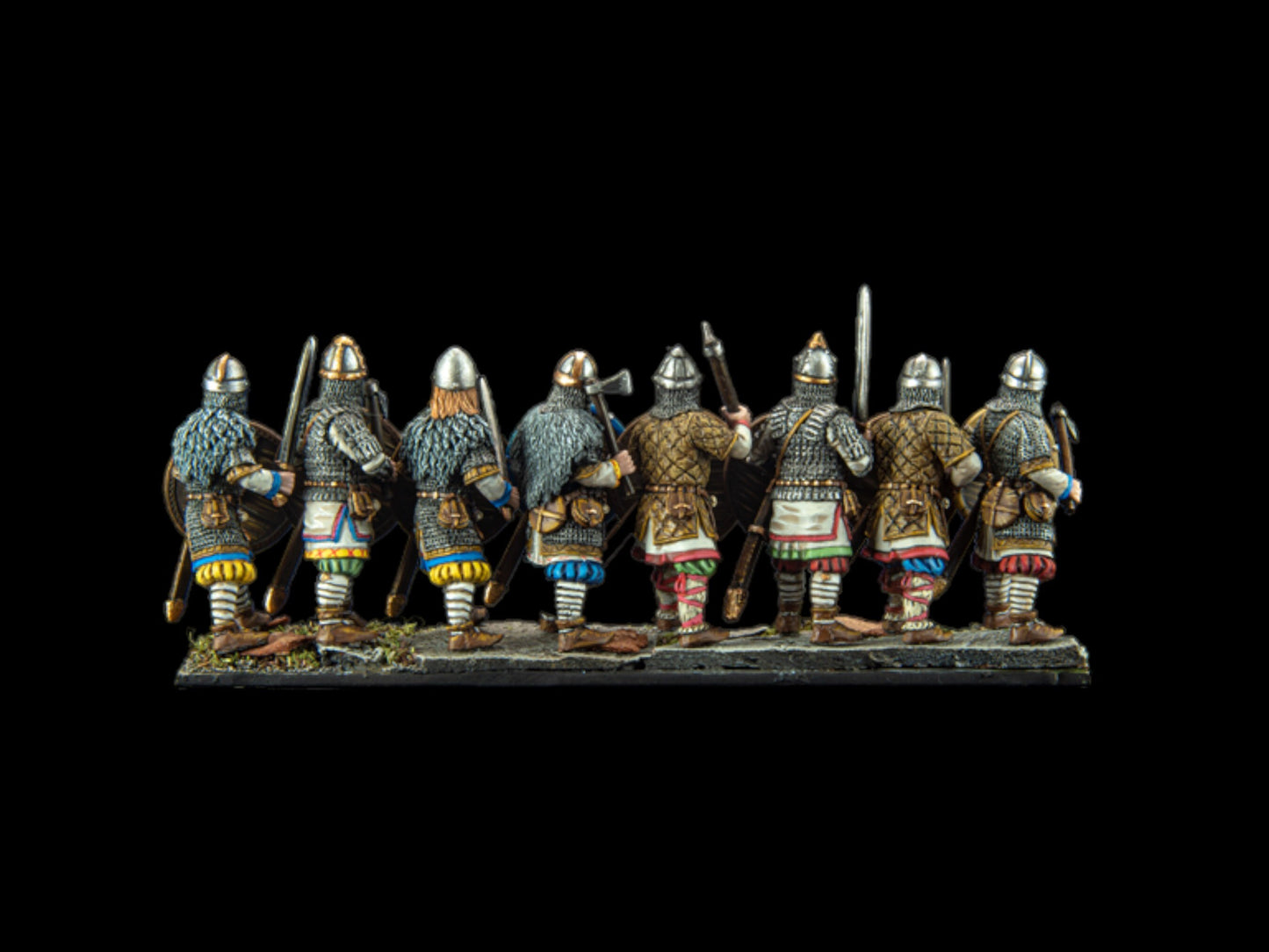 Set of 8 Viking Shieldwall. 28 mm Miniatures