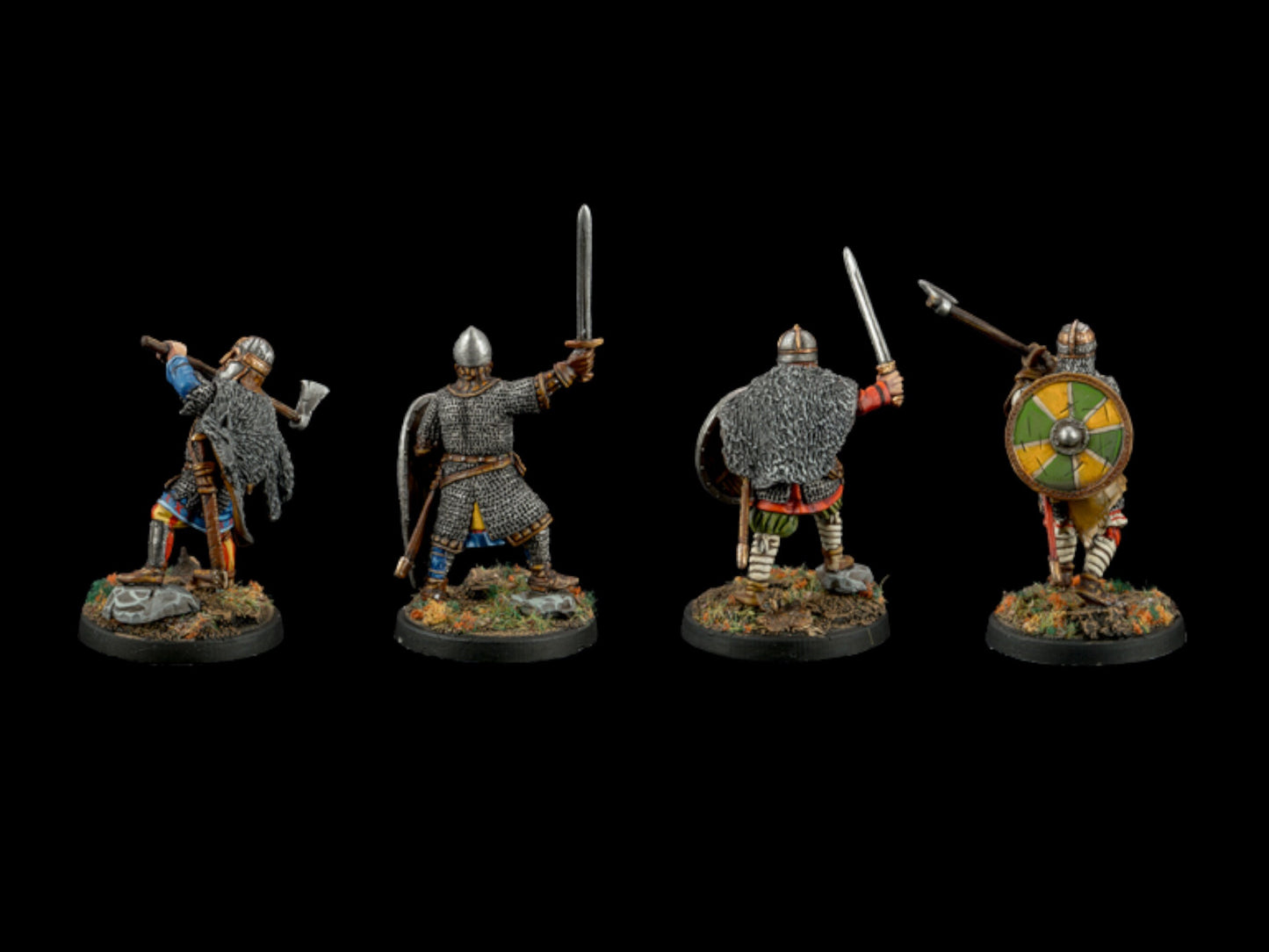 Set of 4 Vikings Warlords. 28 mm Miniatures