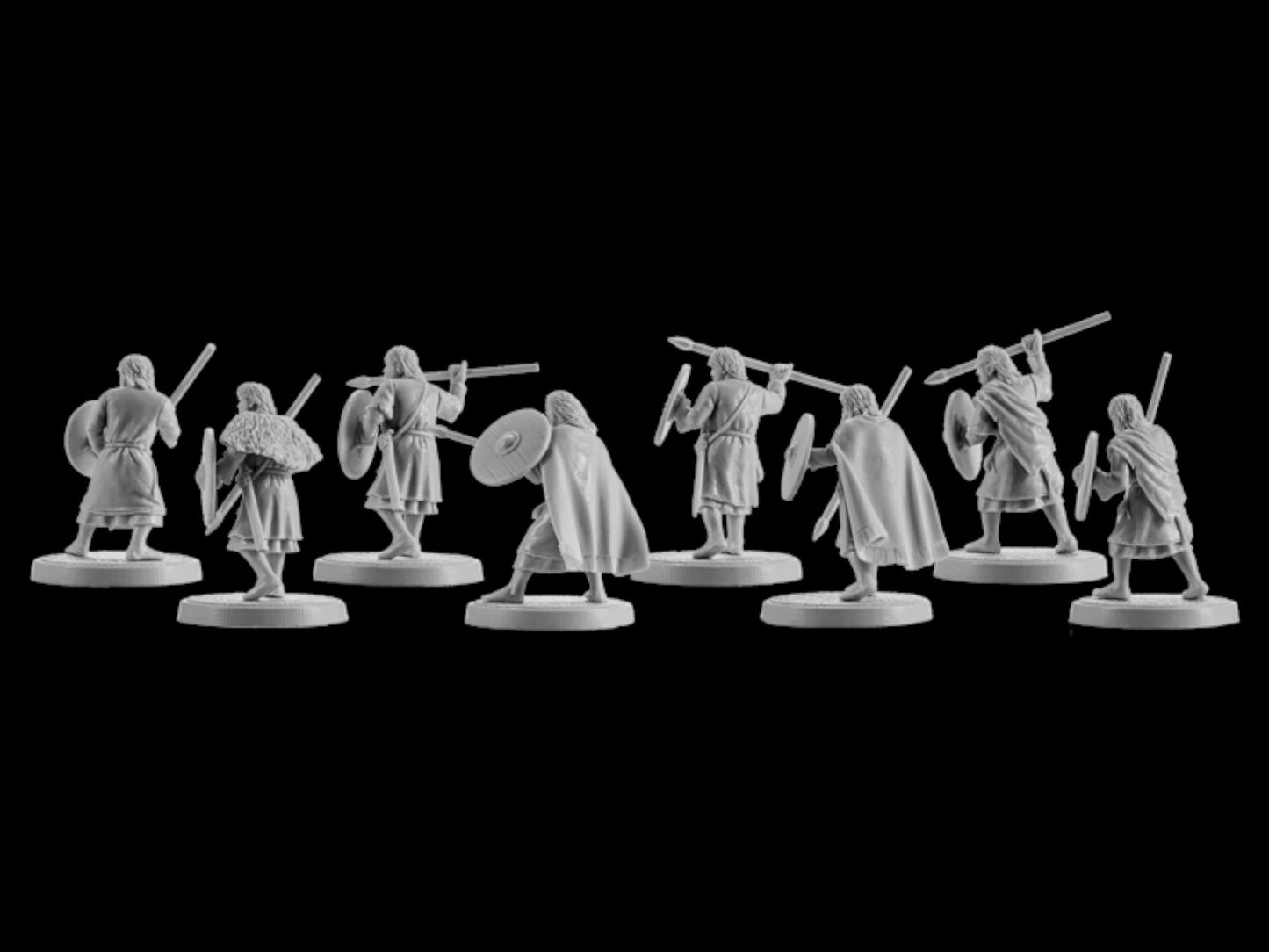 Set of 8 Irish warriors with javelins. 28 mm Miniatures Set 4