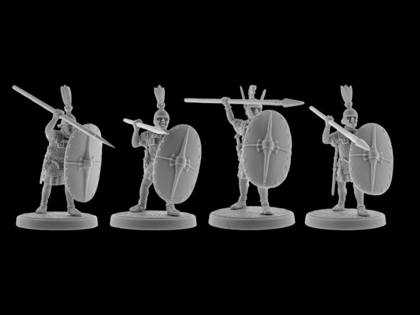 Set of 4 Roman Triarii. 28 mm Miniatures