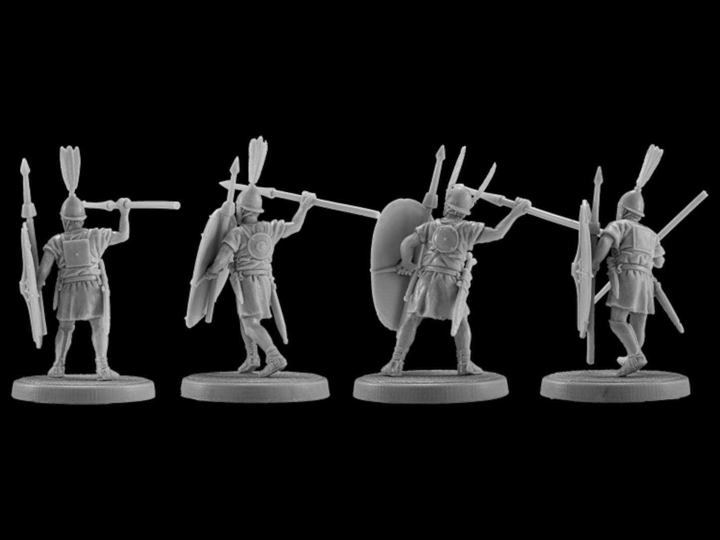 Set of 4 Roman Hastati. 28 mm Miniatures