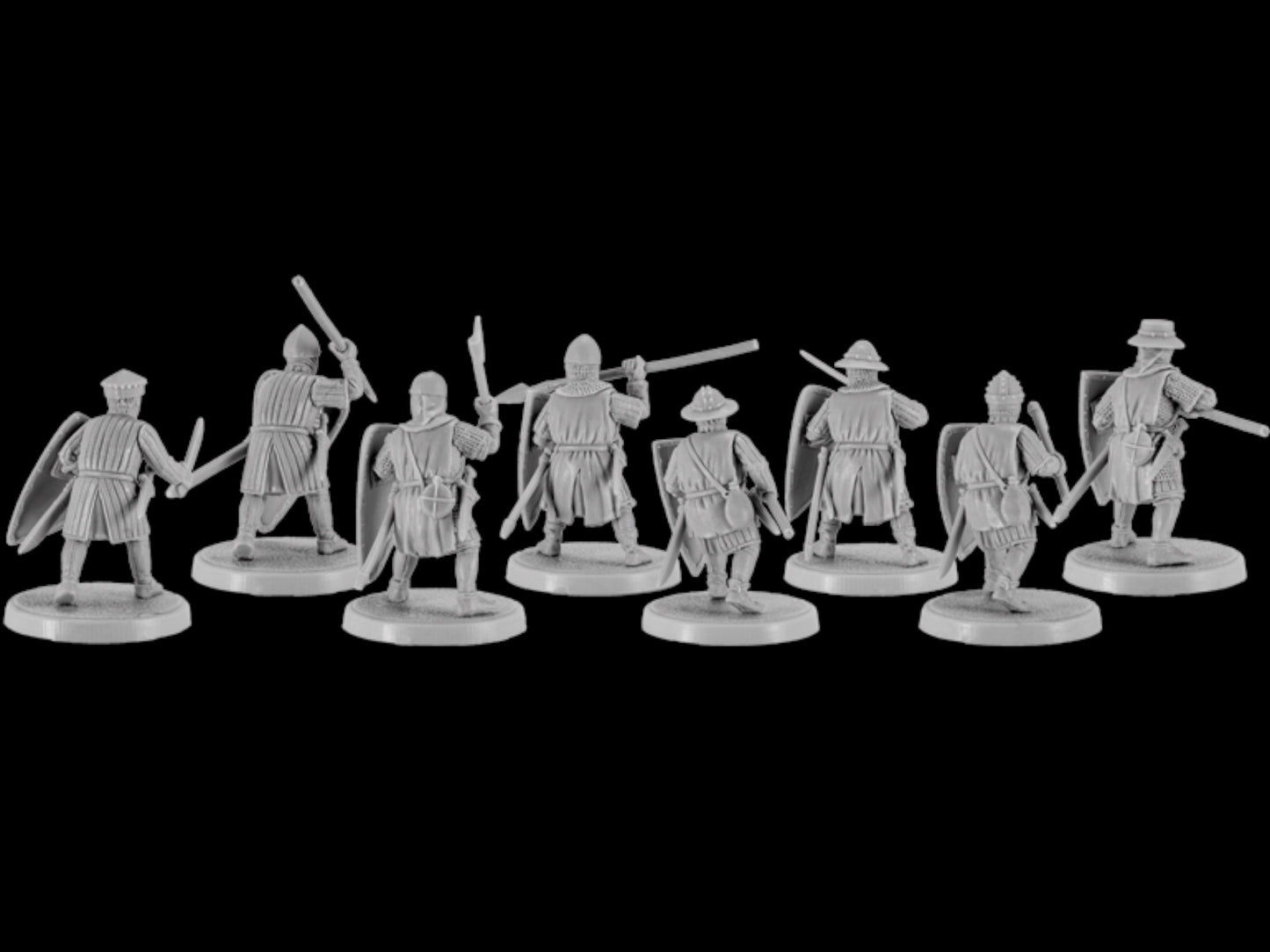 Set of 8 Crusaders. 28 mm Miniatures Set 2