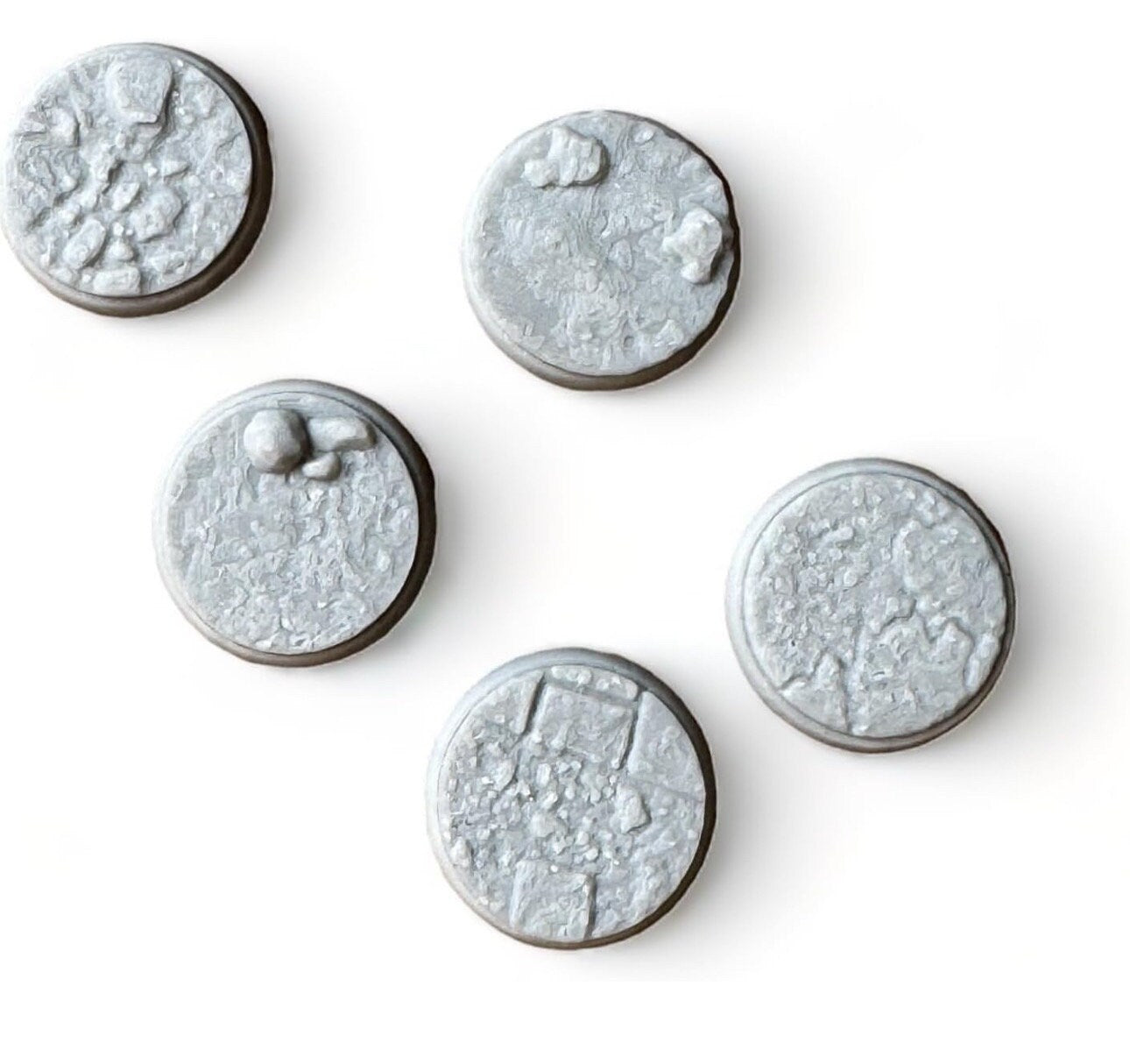 Set of 20 Round 32 mm Rock Bases Stone , Terrain Scenery for Tabletop Wargame