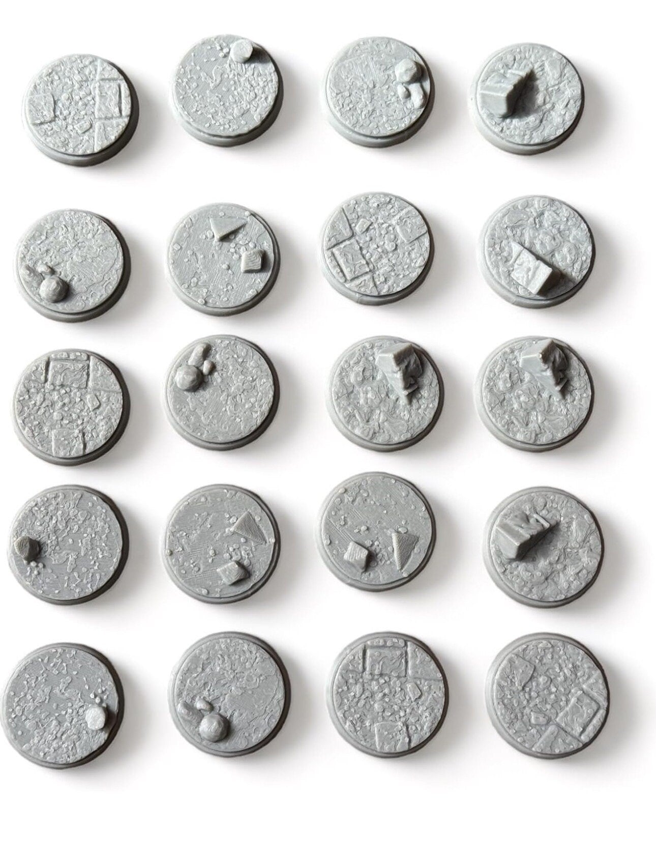 Set of 20 Round 32 mm Rock Bases Stone , Terrain Scenery for Tabletop Wargame
