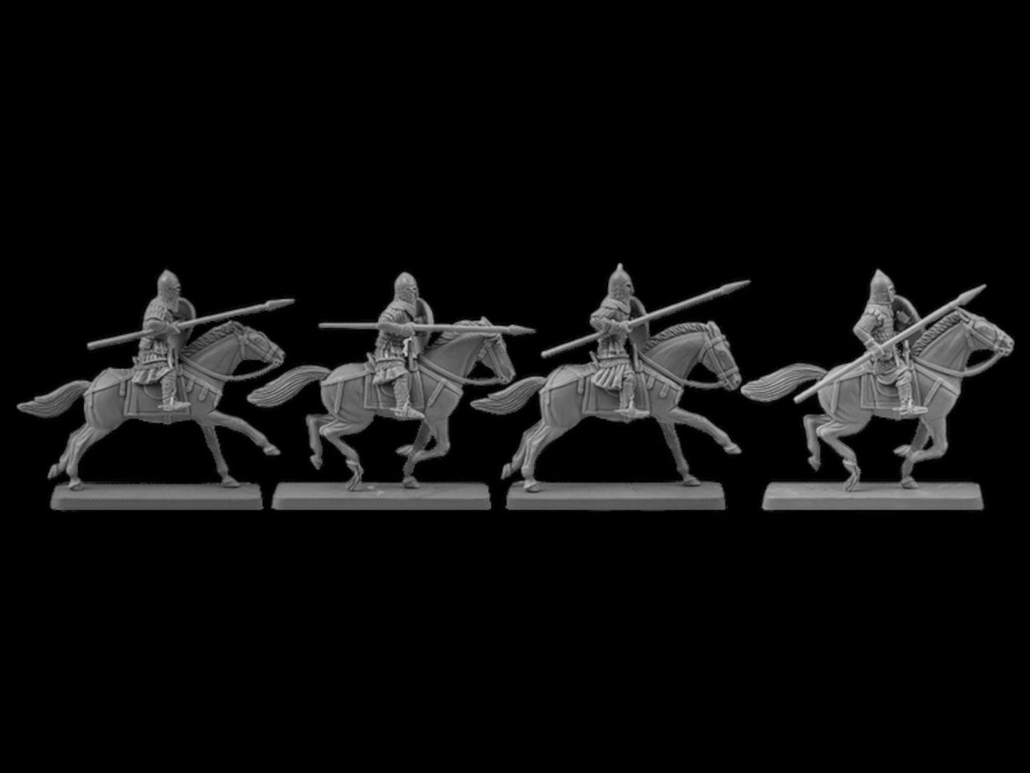 Set of 4 Mounted Rus warriors 13th century. 28 mm Miniatures. Distributed by Tofer's Miniatures. Produced by V&V Miniatures