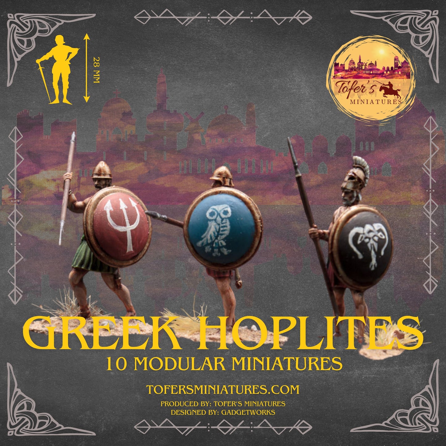 Greek Hoplites (unarmoured) Modular Miniatures. 28 mm Miniatures (Set of 10)