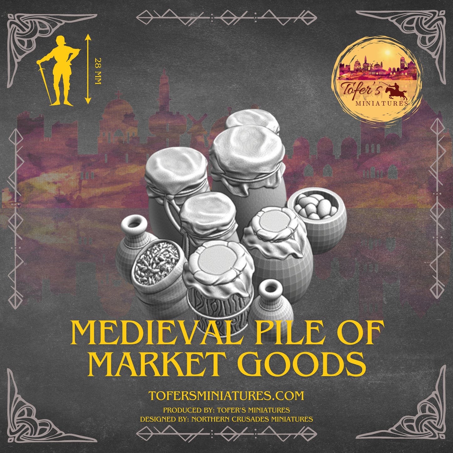 Medieval pile of market goods Ideal for games like SAGA, D&D, and other wargames. 28 mm scale