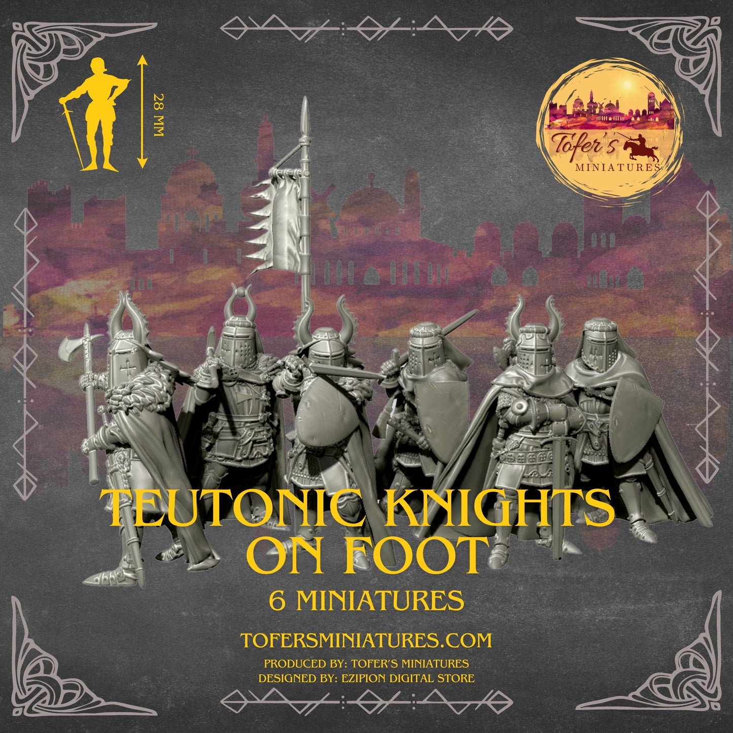 Teutonic Knights on Foot. 28 mm Miniatures