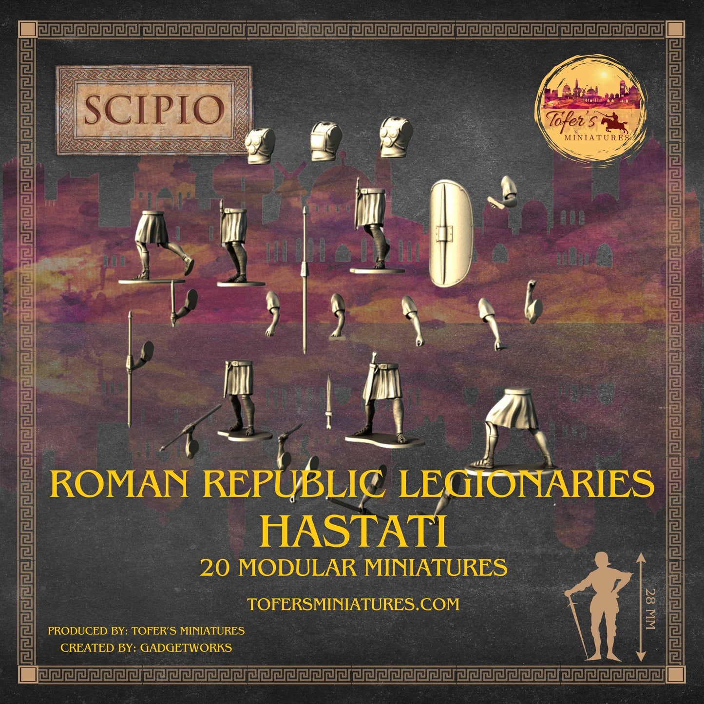 Hastati. Roman Republic Legionaries. 20 Modular Miniatures. 28 mm Miniatures
