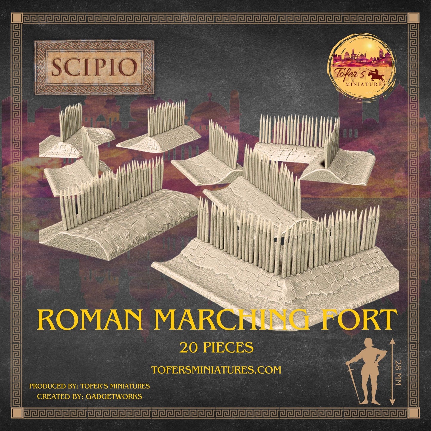 Roman Marching Fort / Camp. 20 Pieces. 28 mm