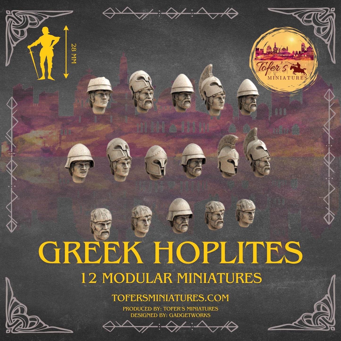 Greek Hoplites Modular Miniatures. 28 mm Miniatures (Set of 12)