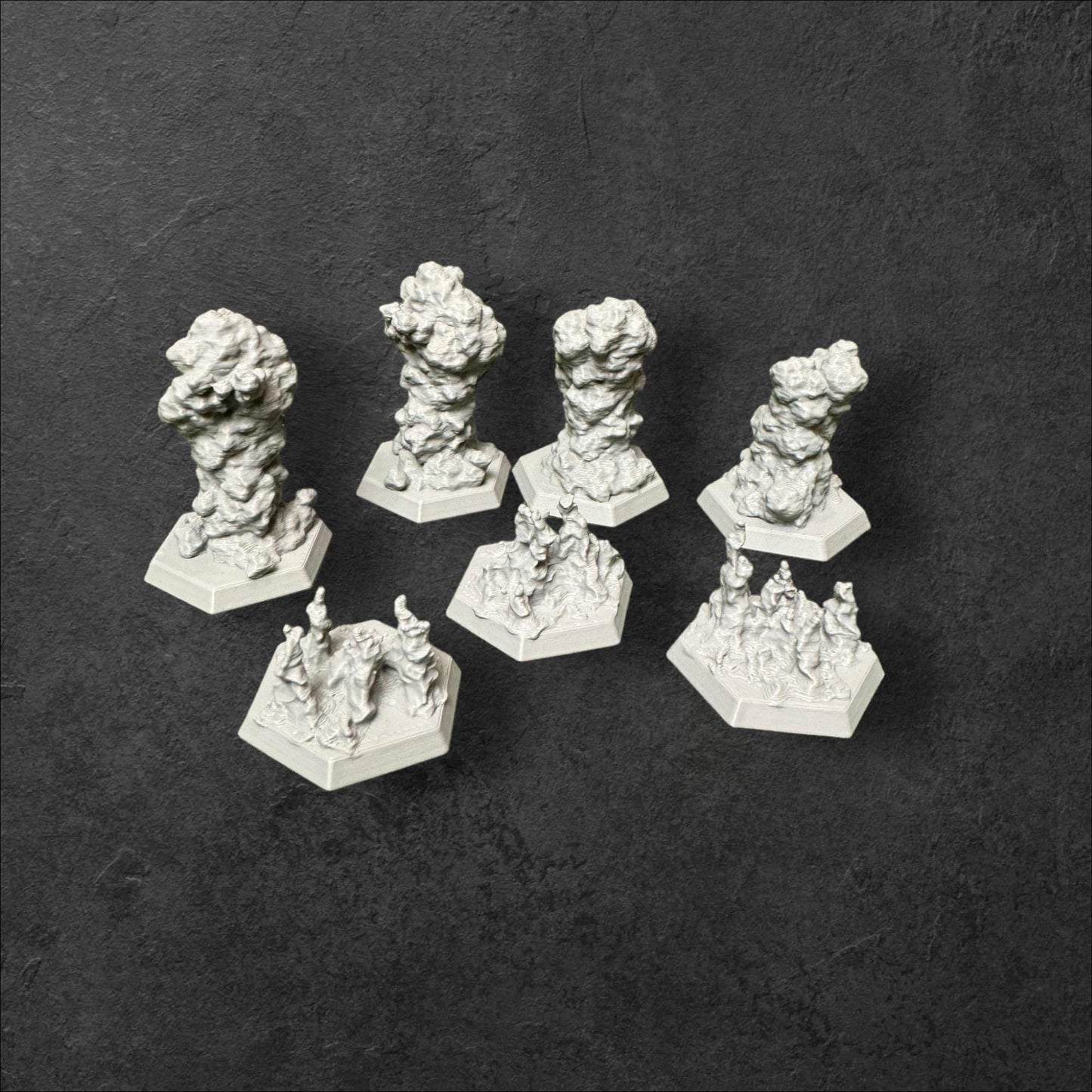 Set of 7, BattleTech Flame Tiles Terrain Scenery for Tabletop 28mm Miniatures Wargame