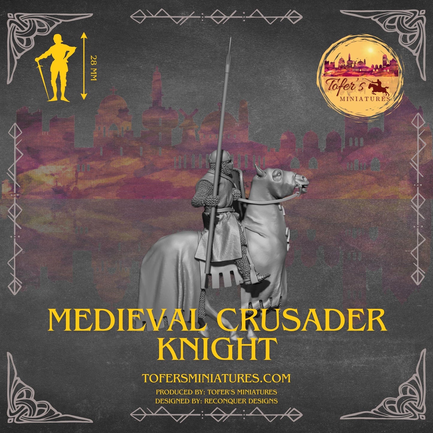 Medieval Crusader Knight. 28 mm Miniatures