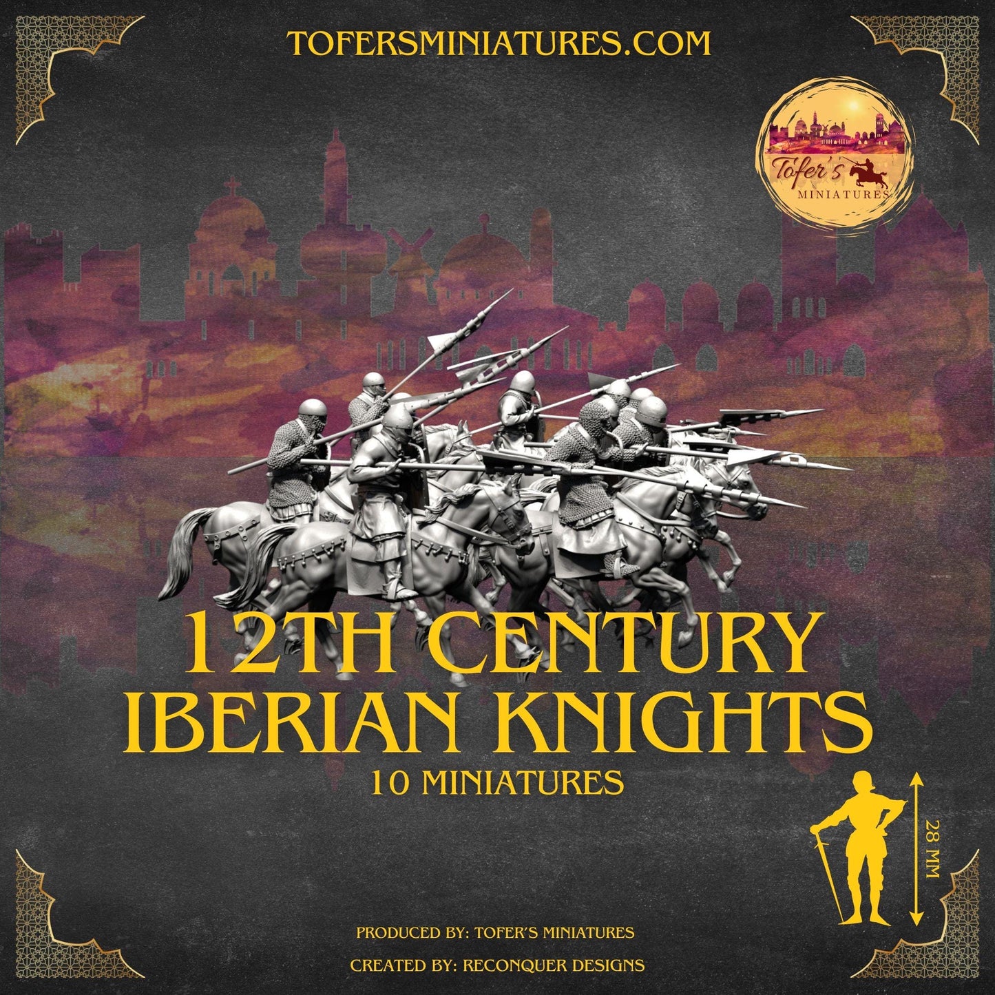 Set of 10 Medieval 12th Century Iberian Knights. 28 mm Miniatures
