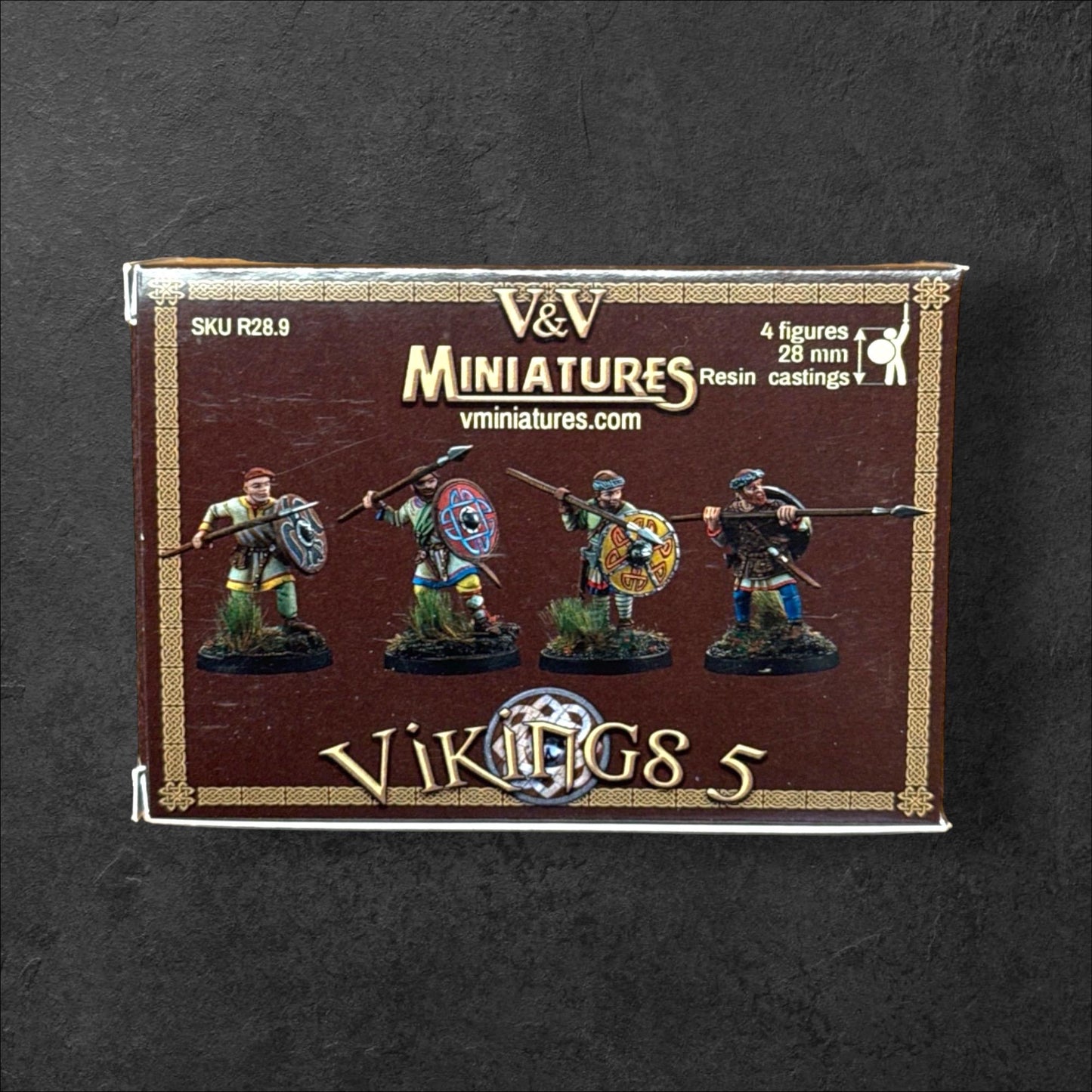 Set of 4 Vikings with spears. . 28 mm Miniatures (Set #5)