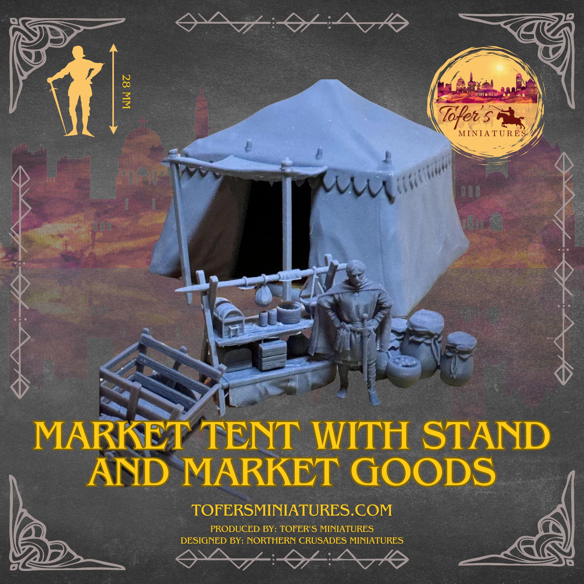 28mm tents Market Tent with Stand and market goods. 28 mm Miniatures – Tofer's Miniatures