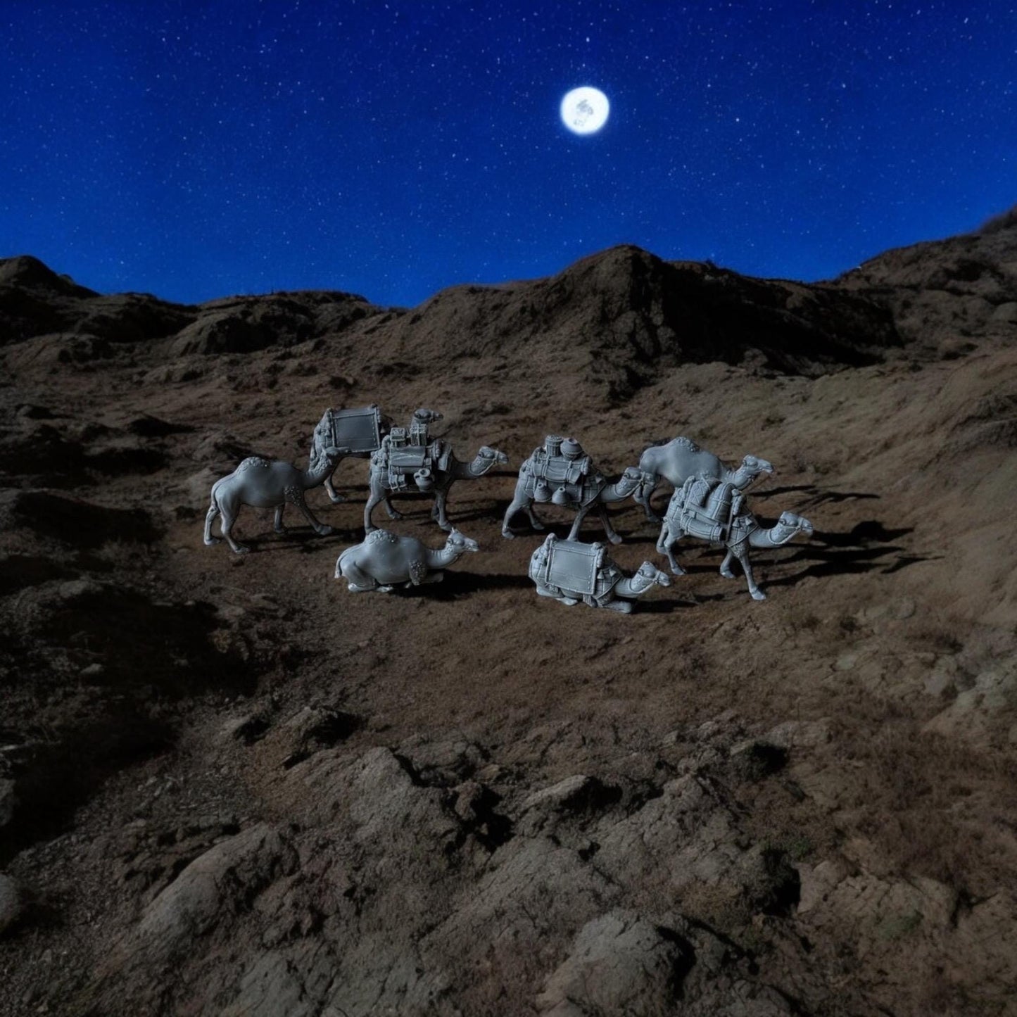 Set of 8 Desert Camels Miniatures. 28 mm Miniature. Ideal for Games Like SAGA and Other Wargames. Produced by Tofer's Miniatures